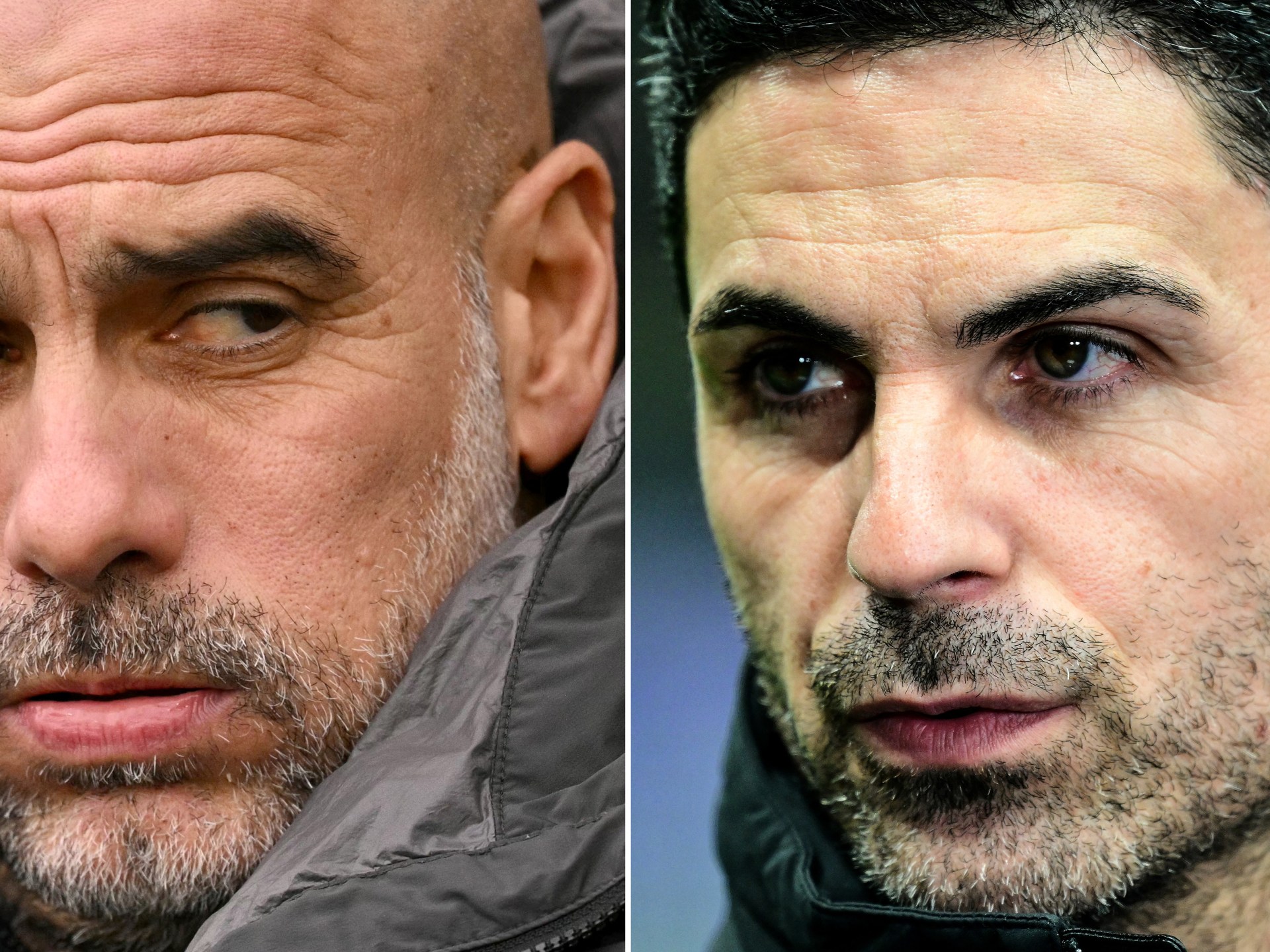 Huấn luyện vi&ecirc;n Pep Guardiola của Manchester City v&agrave; Mikel Arteta của Arsenal
